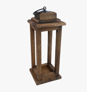 <b>Vintage</b> Wooden Candle <b>Lantern</b> with Metal Ring Handle Rustic Farmhouse Pillar Candle Holder Decorative <b>Lantern</b> for Home Decor - Product Image 2