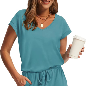 Womens Casual 2 Piece <b>Set</b> T Shirt With Short Trouser Summer Outfit Soft Cotton Breathable Lounge Wear Comfortable Daily Wear - Product Image 1