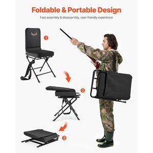 Sedia da Caccia Girevole a 360 Gradi Silenziosa e Leggera, Portatile con Telaio in Acciaio Resistente, Sgabello da Terra Pieghevole - Product Image 5