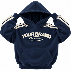 Premium <b>White</b> Contrast Stripe Pullover Hoodie Custom Logo Printing OEM/ODM Streetwear <b>Sweatshirt</b> 100% Cotton Fleece Unisex - Product Image 4