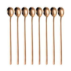 Wholesale Long Handle Ice Cream Spoon Custom <b>Small</b> Korean Style Metal Dessert Spoon Premium Dining Tableware - Product Image 3
