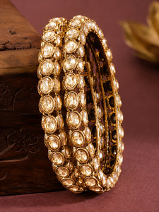 Elegant Gold Plated Crystal Bangle Set Women's Classic Wedding Jewelry Alloy Bangles Bezel Setting Style China - Product Image 4