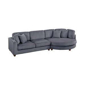 Divano Sezionale Contemporaneo a 2 Pezzi XL in Tessuto Corduroy Felpato Grigio Scuro per Soggiorno, Divano LAF, Chaise RAF, Cuscini Inclusi - Product Image 2