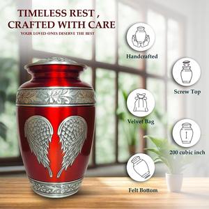 Urne funéraire en aluminium, urne pour cendres avec ailes d'ange, urne commémorative pour adulte, urne funéraire en métal pour cendres humaines, urne funéraire artisanale - Product Image 4