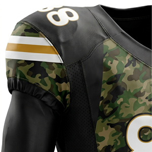 Conjunto de Uniforme de Fútbol Americano Sublimado en Dos Tonos Negro y Camuflaje |   Nombre del Equipo Personalizado |   Proveedor al por Mayor - Product Image 5