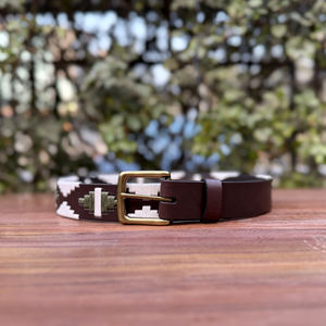 เข็มขัดหนังควายแบบมีสายเคลือบเงา หัวเข็มขัดโลหะผสมสังกะสี งานแฮนด์เมด คุณภาพพรีเมียม ความกว้าง 35 มม. ทนทาน - Product Image 3