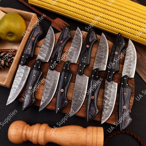 Couteaux à steak professionnels de haute qualité, fabriqués à la main, sur mesure, OEM/ODM, pour la restauration et la cuisine à domicile, lame en acier Damas - Product Image 3