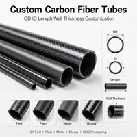 Fabricant de tubes en fibre de carbone 3K sur mesure, tube CFRP léger, finition sergé, uni, mat, brillant, haute résistance, faible teneur en cendres