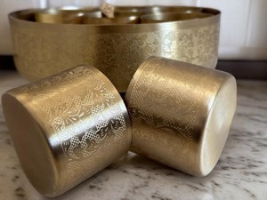 United Creations WD-1 <b>Oriental</b> Brass Luxury Design Eco-Friendly Double Wall Spice Box Lid Multiple Compartments Masala Storage - Product Image 2