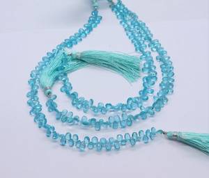 AAA Natural Sky Blue Apatite Faceted Pear Shape Briolette 4x6 MM Light Blue Apatite <b>Gemstone</b> Beads Strand Loose Apatite Beads - Product Image 1