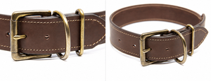 Collar de Cuero de Prestigio para Perro con Bordes Pulidos a Mano y Hebilla de Latón Sólido |   Divine International - Product Image 3