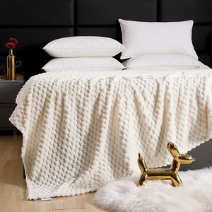 Solid Color Thick Flannel Fleece Throw Blanket Soft 100% Polyester <b>Bed</b> <b>Sofa</b> Office Nap Blanket King Queen Twin Size OEM ODM - Product Image 2