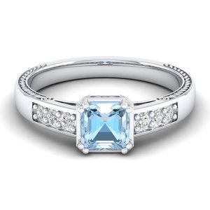Bague REYES en argent sterling 925 avec moissanite certifiée GRA et pierre précieuse aigue-marine, dernier design, cadeau de mariage, bijoux fins - Product Image 5