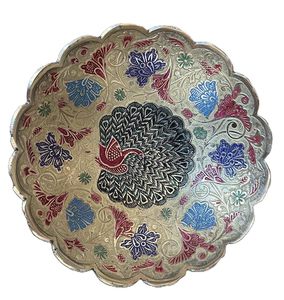 Handmade Oriental <b>Metal</b> <b>Bowl</b> With Color Enamel Floral Design For Food Serving Presents - Product Image 2