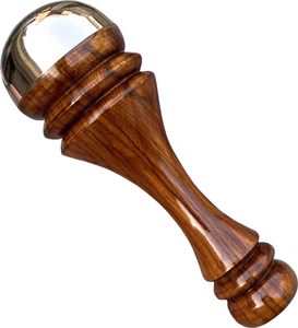 Masseur facial Kansa Wand pour l'éclat de la peau, la relaxation et l'anti-âge, en métal pur et manche en bois, outil de massage ayurvédique pour le visage - Product Image 1