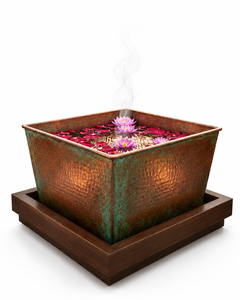 Cuenco de Agua Zen Cuadrado de Cobre Martillado para Decoración de Jardín y Exteriores de Lujo, Cuenco de Agua Zen de Cobre Martillado Hecho a Mano para Meditación - Product Image 4