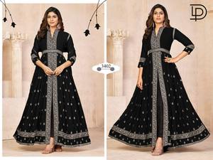 Traje de invierno de diseñador para adultos estilo Sherwani paquistaní semicosido Con parte inferior de seda de Santoon Nazmin gasa Dupatta - Product Image 4