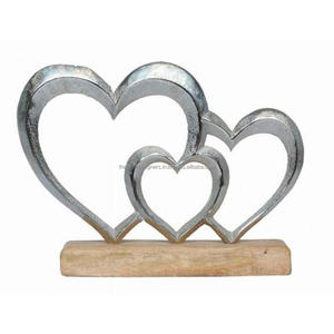 Regalo de San Valentín Ideas de decoración del hogar Corazón de plata Madera Amor Objeto Mesa Metal decorativo y artesanías de madera Artículos de Navidad - Product Image 3