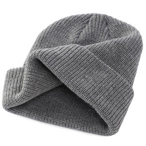 Unisex Rib Knit Beanie <b>Hat</b> Solid Gray Winter Cap Casual Style 100% Acrylic Computer Knitted for Adults - Product Image 4