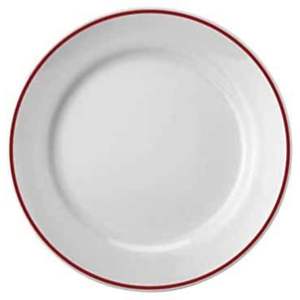 Assiette de service ronde minimaliste moderne |   Assiette décorative en métal durable avec bord cramoisi |   Décoration de table en vrac - Product Image 1