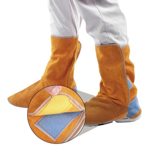 Eco-Friendly Cowhide Split <b>Leather</b> Welding Shoe Long Calf Protector Safety Shoes with Fire Resistant <b>Boot</b> Covers and Gaiters - Product Image 4