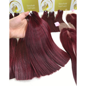 Gran descuento: Extensiones de cabello humano Remy súper doble de 30 pulgadas de largo, color burdeos, de fábrica vietnamita al por mayor. - Product Image 6