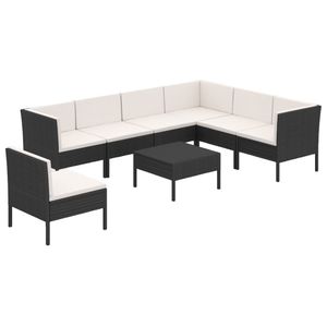 Set Lounge Modulare da Giardino in Rattan PE a 8 Pezzi, Arredamento da Esterno Nero dal Design Contemporaneo - Product Image 4