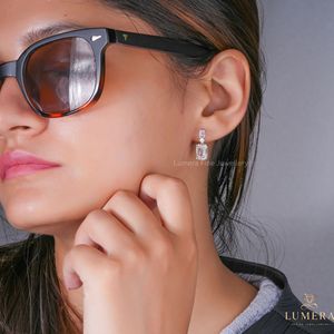 IGI Certified Emerald Cut Lab Created Diamond Multi Stone Drop With Round Diamond <b>Earrings</b> Elegant Gold Jewelry for Your Wife - Product Image 4