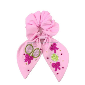 Coletero Personalizado Multicolor con Cuentas de Fútbol |   Pañuelo para el Cabello Ajustable, Ecológico y Hecho a Mano para Mujeres y Niñas, Ideal para Días de Partido - Product Image 2