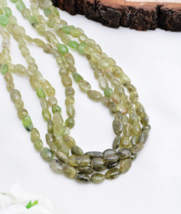 Peridoto natural liso de 16 pulgadas, cuentas pulidas naturales para la elaboración de joyería fina, collar de piedras preciosas - Product Image 1