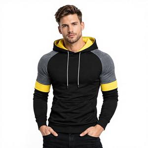 Sudadera con capucha de color liso para hombre con mangas raglán, estilo coreano, moda urbana, informal, ajustada - Product Image 1