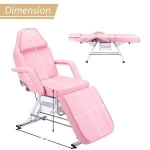 Table de massage hydraulique multifonctionnelle pour esthéticiennes, lit facial 3 sections, chaise de tatouage, deux plateaux, réglable - Product Image 5