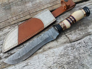 Couteau de chasse artisanal en acier Damas, nouvelle édition haut de gamme, forgé à la main, couteau de survie, lame fixe ultra-affûtée, idéal pour le camping - Product Image 6