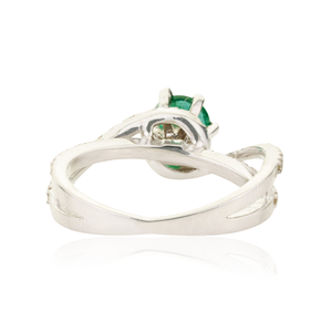 Bague de fiançailles en or blanc 18 carats véritable avec émeraude et diamant, design unique et luxueux, bande incurvée, bijoux de mariage empilables, fabricant - Product Image 5