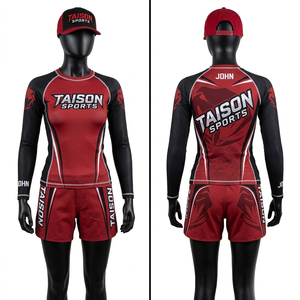 ชุดรัชการ์ด BJJ พรีเมียม สีเขียวมะกอก-ดำ 240 GSM โพลีเอสเตอร์ผสมสแปนเด็กซ์ พิมพ์ลายแบบ Sublimation  โลโก้สั่งทำพิเศษ  โลโก้แบบ Heat Transfer - Product Image 5