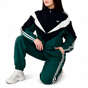 Custom Women Athletic Tracksuit Color Block Training Windbreaker Jacket and Pants Set Private Label Sportswear Wholesale Hoodies - Product Image 4
