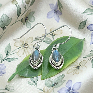 Pendientes Colgantes de Labradorita Azul Fuego en Plata de Ley 925, Chapados en Oro Rosa y Oro Amarillo, Joyería Boho Hecha a Mano para Mujer - Product Image 4
