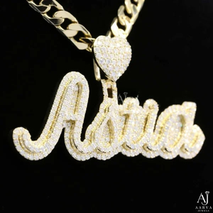 Collier avec pendentif lettre personnalisé en argent plaqué or rose, serti de moissanite taille brillant et micro-incrustations, bijoux de fête hip-hop - Product Image 2