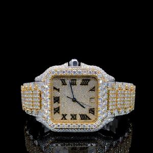 Nuevo Reloj de Alta Calidad con Diamante Moissanite para Hombre, Correa de Acero Inoxidable, Movimiento de Cuarzo, Estilo Hip Hop con Incrustaciones - Product Image 1