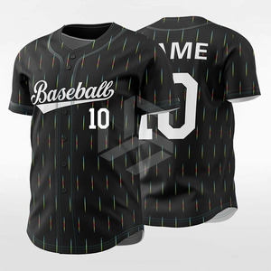 Camiseta de Béisbol Deportiva Original de la Mejor Calidad, Personalizada al por Mayor, en Color Negro y Rojo, con Cuello en V - Product Image 1
