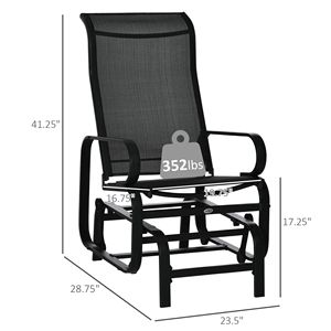 Dondolo da Esterno Nero Leggero con Braccioli Oscillanti per il Relax - Product Image 3