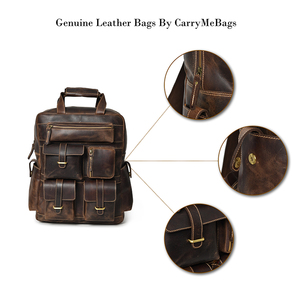Custom High-End <b>Backpack</b> Genuine <b>Leather</b> Women's <b>Backpack</b> <b>Large</b> Capacity Bag From India - Product Image 6