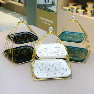 Latest Golden Iron Adjustable Handmade Eco-Friendly <b>Cake</b> <b>Stand</b> Gold Wire Base Metal Serving Plate for Dessert Table Decoration - Product Image 5