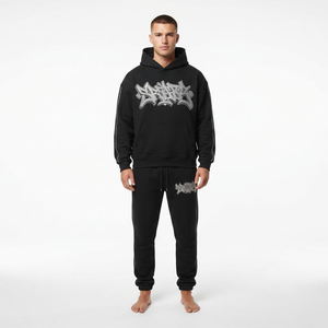 Custom Men's Oversized Drop Shoulder Hoodie Jogger Tracksuit Streetwear Custom Printing <b>Embroidery</b> Private Label Manufacturer - Product Image 5