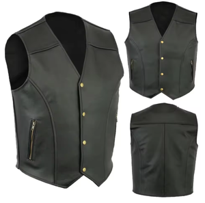 SBEA IMPEX Men's Motorcycle Biker Jacket PU Leather Solid Color Large Pocket Sleeveless Quick Dry Anti-Wrinkle Winter Outerwear - Product Image 1