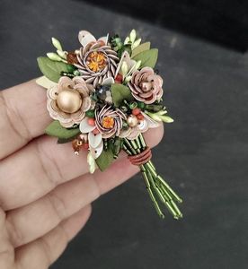 MD HANDICRAFTS Luxury Floral Embroidery Brooch with Hand Sewn Crystal Beads and Pearls Elegant Handmade <b>Wedding</b> Brooch - Product Image 6