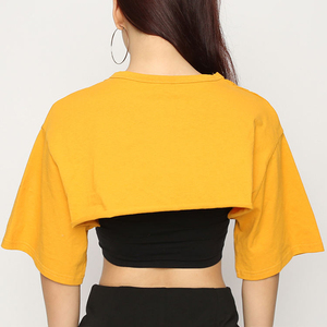 <b>Women's</b> 100% Cotton <b>Crop</b> <b>Top</b> Casual Round Neck Short Sleeve T Shirt Wholesale OEM Ladies Ribbed <b>Crop</b> <b>Top</b> - Product Image 5