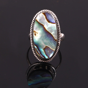 Natural <b>Abalone</b> <b>Shell</b> 925 Sterling Silver Ring Handmade Iridescent Gemstone Jewelry Vintage Statement Ring for Women - Product Image 1