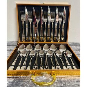 Ensemble de couverts de luxe en acier inoxydable avec finition miroir, dans un coffret en bois, pour la maison, les mariages, les hôtels et les restaurants - Product Image 1