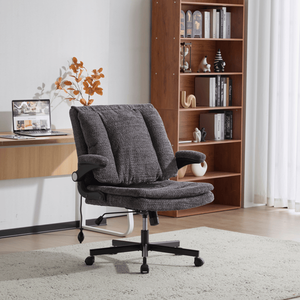 Silla de Oficina con Patas Cruzadas, Soporte Lumbar Dinámico con Airbag, Respaldo Abatible y Brazos Abatibles, Asiento Ancho - Product Image 2